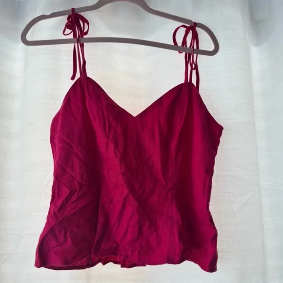 Express Hot Pink Smocked Tie-Strap Peplum Cami – Medium - Picture 1 of 8